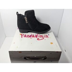 Panda Ninja Toddler Little Girl Black Ankle Boots Size 10 Black Suede